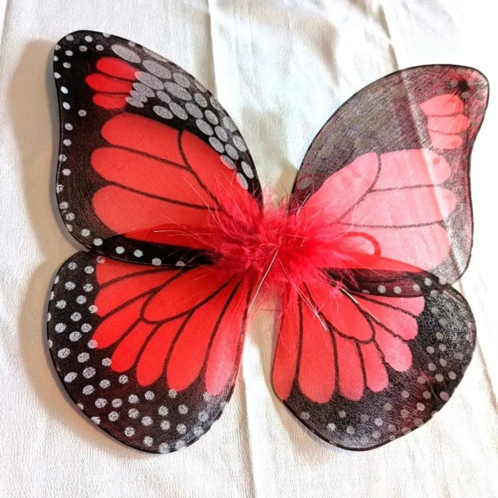 DOLL BUTTERFLY WINGS Red Black for 18 in Doll NEW Back Straps